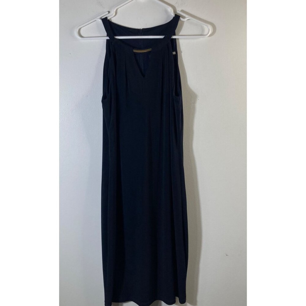 Womens Ivanka Trump Halter‎ Choker Dress Lined Navy S Polyester Spandex